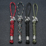 Viking Rune Bead Lanyard Keychain Outdoor Survival Paracord Rope Keychain Spartan Warrior Jewelry Handmade Car Key Knife Keyring - everythingyouuneedd