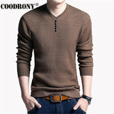 COODRONY Sweater Men Casual V-Neck Pullover Men Autumn Slim Fit Long Sleeve Shirt Mens Sweaters Knitted Cashmere Wool Pull Homme - everythingyouuneedd