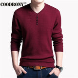 COODRONY Sweater Men Casual V-Neck Pullover Men Autumn Slim Fit Long Sleeve Shirt Mens Sweaters Knitted Cashmere Wool Pull Homme - everythingyouuneedd