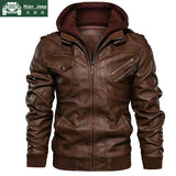 Autumn Winter Motorcycle Leather Jacket Men Windbreaker Hooded PU Jackets Male Outwear Warm Faux Leather Jackets EU Size S-3XL - everythingyouuneedd