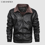 CARANFIER Mens Leather Jackets Motorcycle Stand Collar Zipper Pockets Male US Size PU Coats Biker Faux Leather Fashion Outerwear - everythingyouuneedd