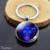 12 Zodiac Sign Keychain Sphere Ball Crystal Key Rings Scorpio Leo Aries Constellation Birthday Gift for Women and Mens - everythingyouuneedd