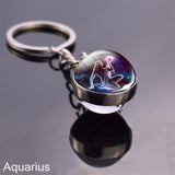 12 Zodiac Sign Keychain Sphere Ball Crystal Key Rings Scorpio Leo Aries Constellation Birthday Gift for Women and Mens - everythingyouuneedd