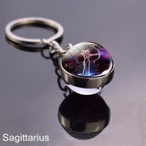 12 Zodiac Sign Keychain Sphere Ball Crystal Key Rings Scorpio Leo Aries Constellation Birthday Gift for Women and Mens - everythingyouuneedd