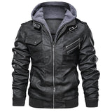 Autumn Winter Motorcycle Leather Jacket Men Windbreaker Hooded PU Jackets Male Outwear Warm Faux Leather Jackets EU Size S-3XL - everythingyouuneedd