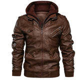 Autumn Winter Motorcycle Leather Jacket Men Windbreaker Hooded PU Jackets Male Outwear Warm Faux Leather Jackets EU Size S-3XL - everythingyouuneedd