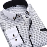 2019 Men Fashion Casual Long Sleeved Printed shirt Slim Fit Male Social Business Dress Shirt Brand Men Clothing Soft Comfortable - everythingyouuneedd