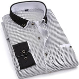 2019 Men Fashion Casual Long Sleeved Printed shirt Slim Fit Male Social Business Dress Shirt Brand Men Clothing Soft Comfortable - everythingyouuneedd