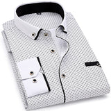 2019 Men Fashion Casual Long Sleeved Printed shirt Slim Fit Male Social Business Dress Shirt Brand Men Clothing Soft Comfortable - everythingyouuneedd