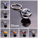 Solar System Planet Keyring Galaxy Nebula Space Keychain Moon Earth Sun Mars Art Picture Double Side Glass Ball Key Chain - everythingyouuneedd