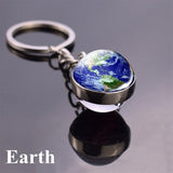 Solar System Planet Keyring Galaxy Nebula Space Keychain Moon Earth Sun Mars Art Picture Double Side Glass Ball Key Chain - everythingyouuneedd