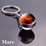 Solar System Planet Keyring Galaxy Nebula Space Keychain Moon Earth Sun Mars Art Picture Double Side Glass Ball Key Chain - everythingyouuneedd