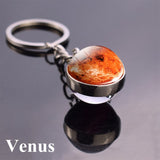 Solar System Planet Keyring Galaxy Nebula Space Keychain Moon Earth Sun Mars Art Picture Double Side Glass Ball Key Chain - everythingyouuneedd