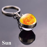 Solar System Planet Keyring Galaxy Nebula Space Keychain Moon Earth Sun Mars Art Picture Double Side Glass Ball Key Chain - everythingyouuneedd