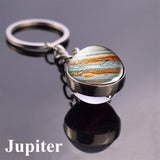 Solar System Planet Keyring Galaxy Nebula Space Keychain Moon Earth Sun Mars Art Picture Double Side Glass Ball Key Chain - everythingyouuneedd