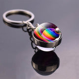 Solar System Planet Keyring Galaxy Nebula Space Keychain Moon Earth Sun Mars Art Picture Double Side Glass Ball Key Chain - everythingyouuneedd