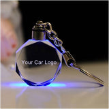 New Seven Colours Flashing Luminous Key Chain Car Logo LED Cut Glass Car Logo Key Ring Key Holder - everythingyouuneedd