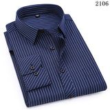 Plus Large Size 8XL 7XL 6XL 5XL 4XL Mens Business Casual Long Sleeved Shirt Classic Striped Male Social Dress Shirts Purple Blue - everythingyouuneedd