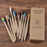 New design mixed color bamboo toothbrush Eco Friendly wooden Tooth Brush Soft bristle Tip Charcoal adults oral care toothbrush - everythingyouuneedd