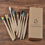 New design mixed color bamboo toothbrush Eco Friendly wooden Tooth Brush Soft bristle Tip Charcoal adults oral care toothbrush - everythingyouuneedd