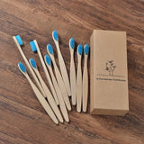 New design mixed color bamboo toothbrush Eco Friendly wooden Tooth Brush Soft bristle Tip Charcoal adults oral care toothbrush - everythingyouuneedd