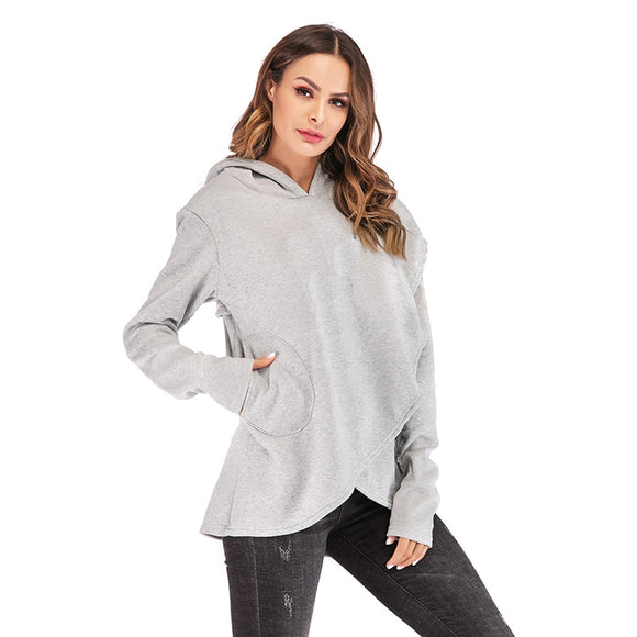 Sudaderas con capucha de mujer 2019 Otoño Invierno de talla grande de manga larga bolsillo Pullover Hoodie mujer Casual cálido Sudadera con capucha - everythingyouuneedd