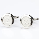 Mens Classic Initial Cufflinks Alphabet Letter silver Cufflinks Formal Business Wedding Shirts R-Z - everythingyouuneedd