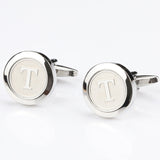 Mens Classic Initial Cufflinks Alphabet Letter silver Cufflinks Formal Business Wedding Shirts R-Z - everythingyouuneedd