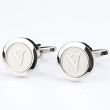 Mens Classic Initial Cufflinks Alphabet Letter silver Cufflinks Formal Business Wedding Shirts R-Z - everythingyouuneedd