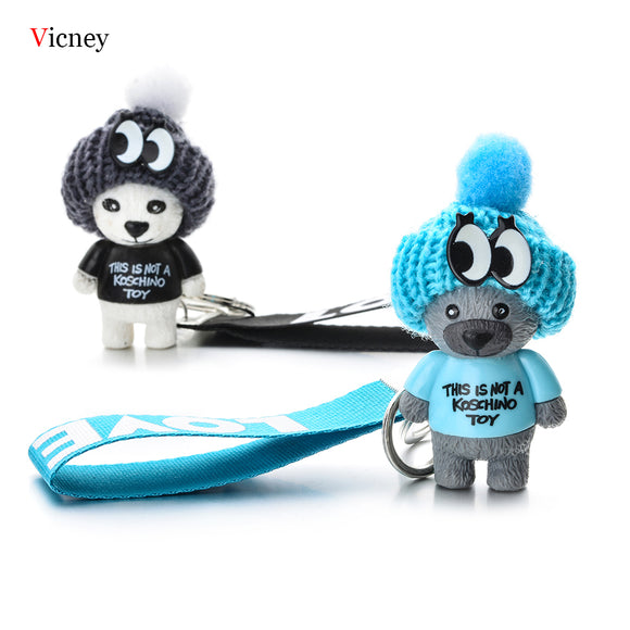 Vicney nova chegada bonito urso de pelúcia chave chainchaineste não é um koschino toybear urso chaveiro animal padrão chave titular para a menina amigo - everythingyouuneedd